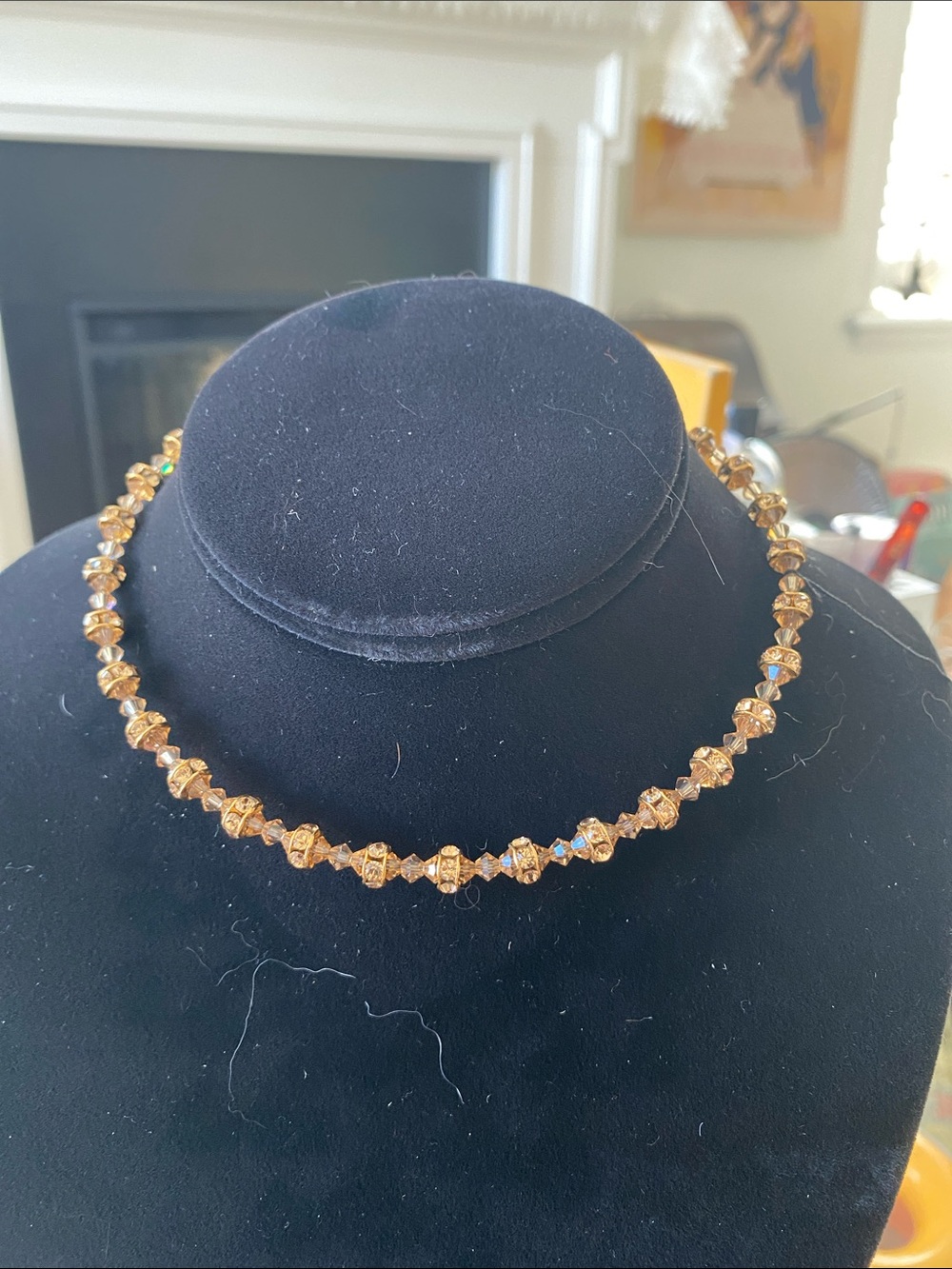 Gold Crystal Bead Choker Necklace - Women Jewelry